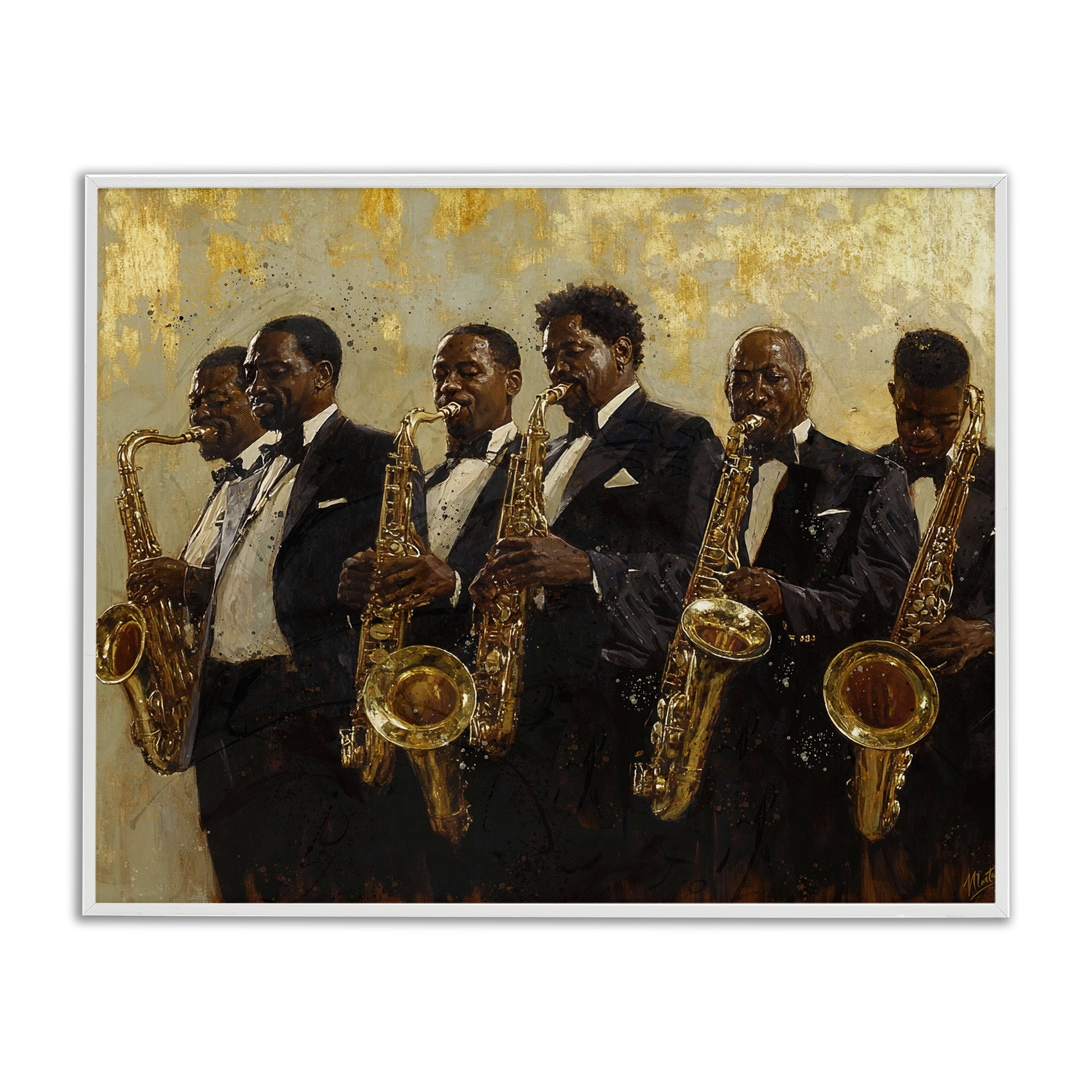 Golden Era Ensemble White Framed Giclee Art, design by Marta Wiley
