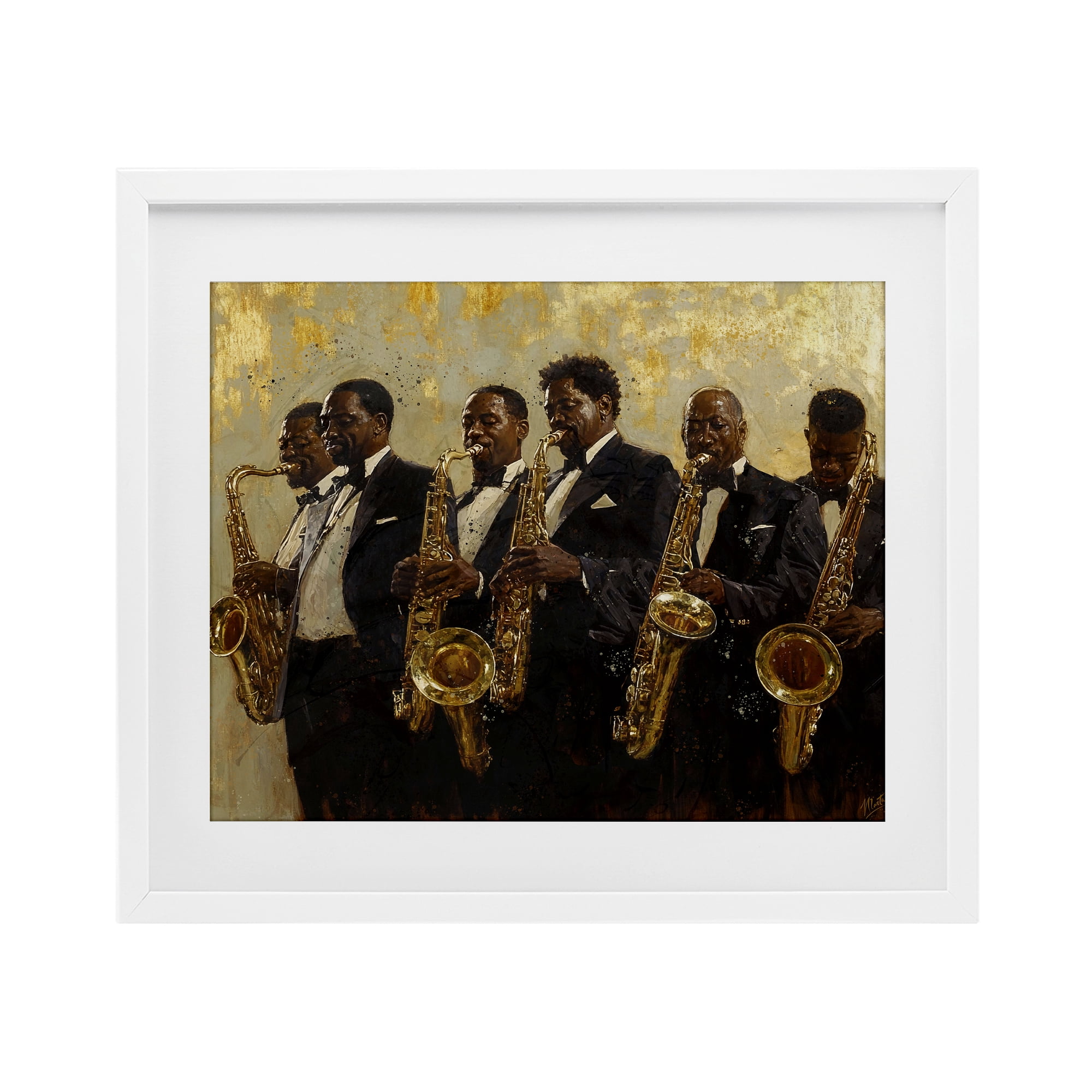 Golden Era Ensemble White Framed Print Under Glass, design by Marta Wiley