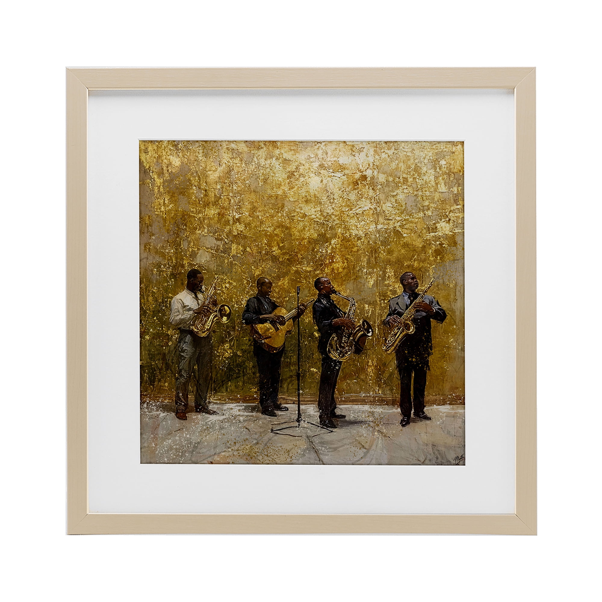 Golden Era Jazz Musicians Birch Framed Print Under Glass, design by Marta Wiley