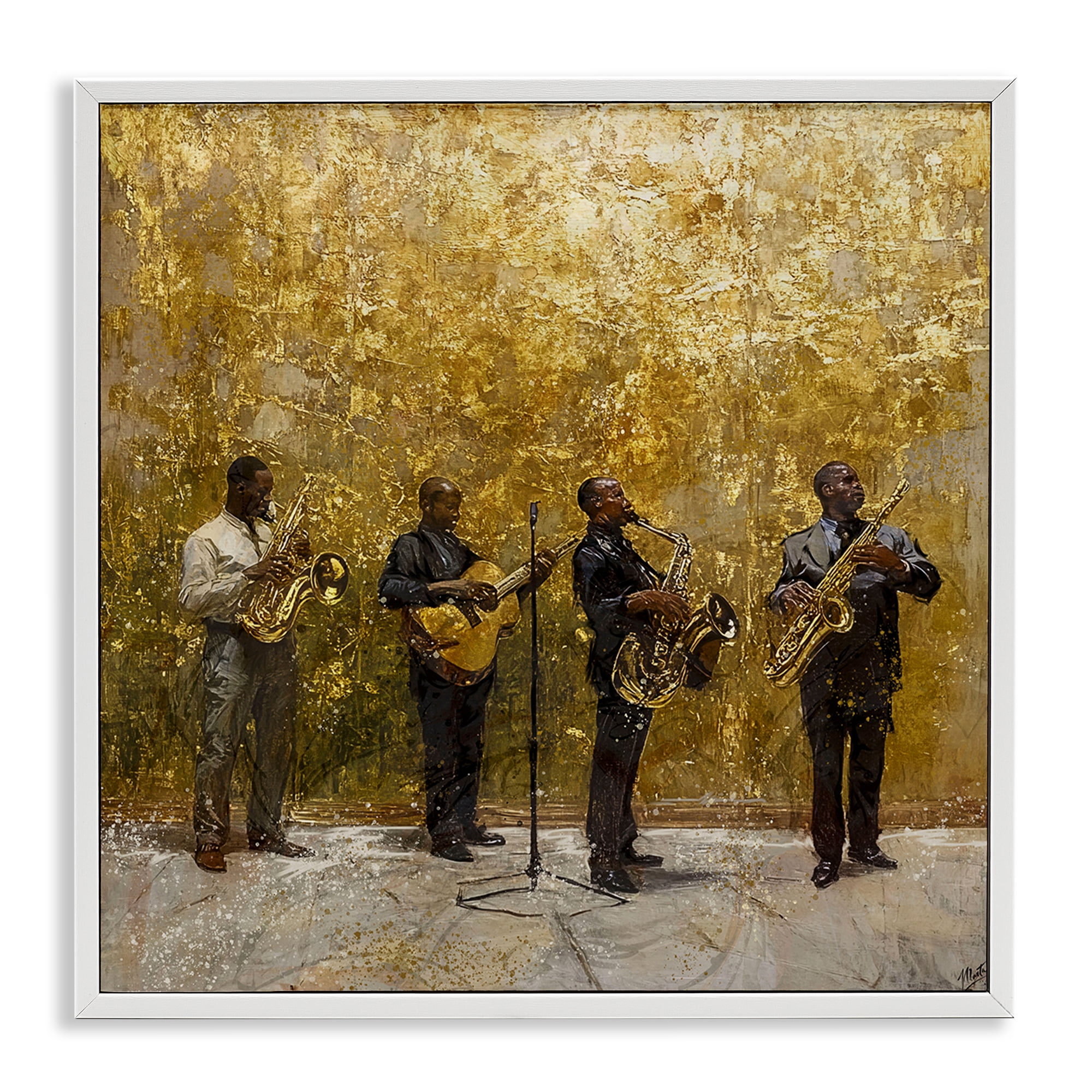 Golden Era Jazz Musicians White Framed Giclee Art, design by Marta Wiley