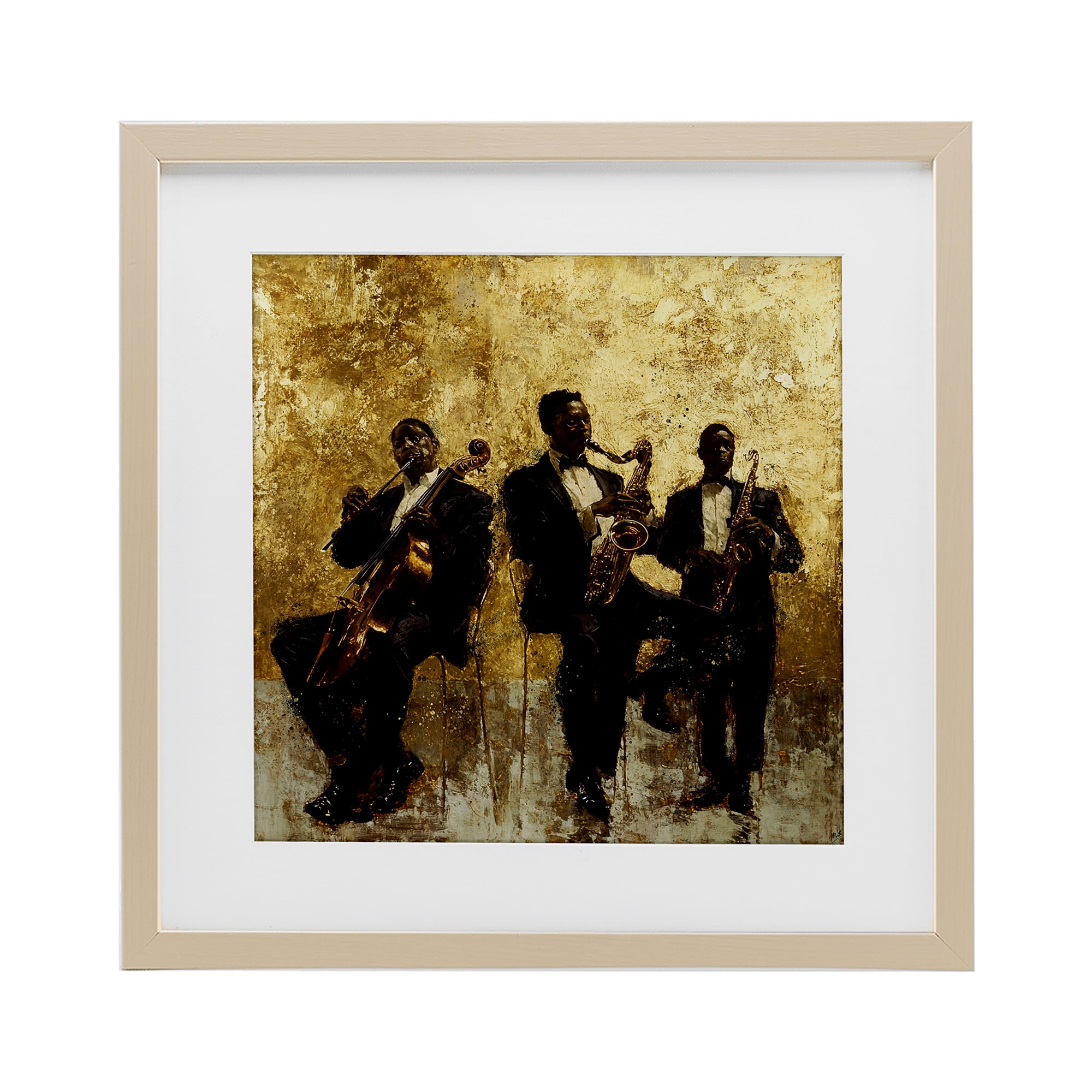 Golden Era Musicians Abstraction Birch Framed Print Under Glass, design by Marta Wiley