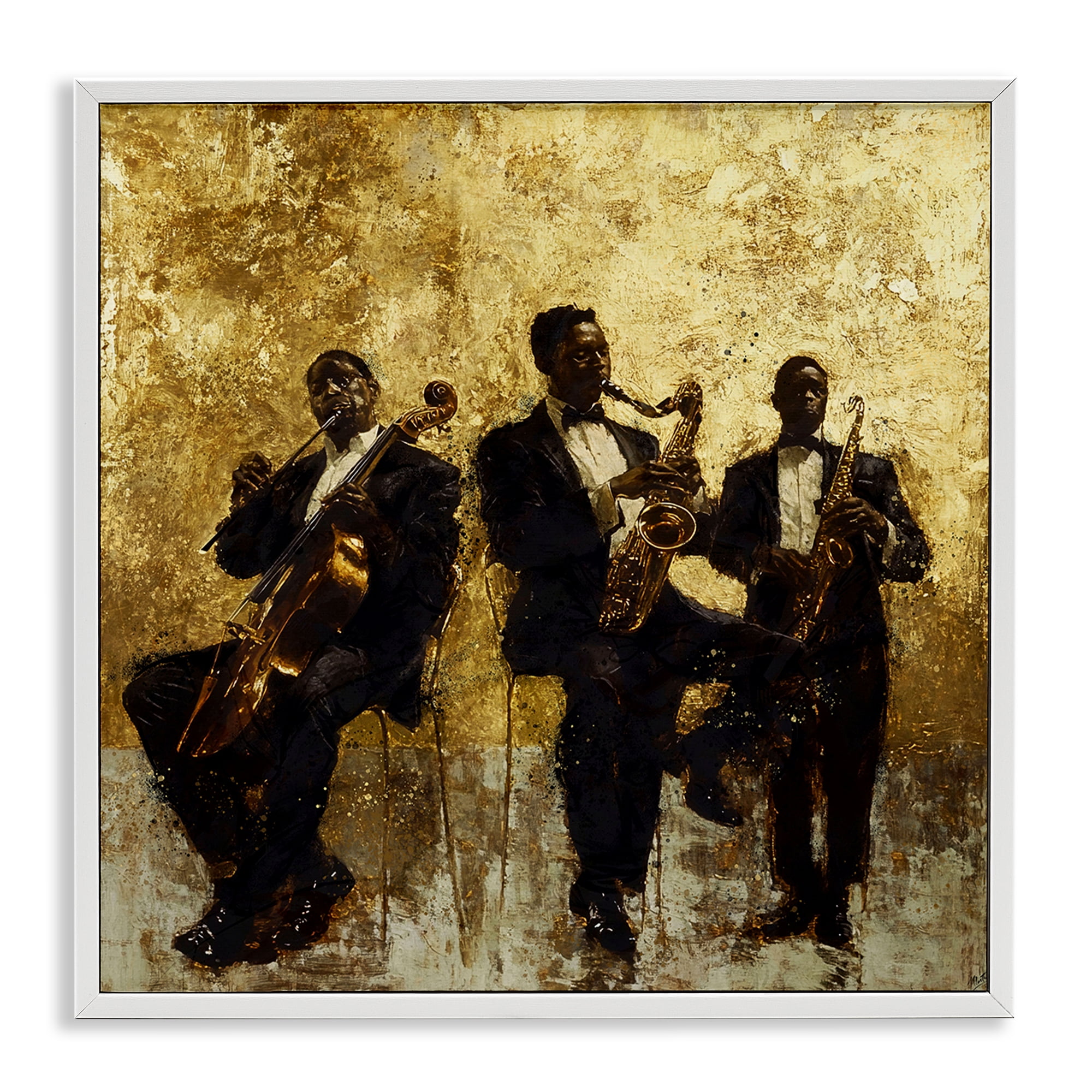 Golden Era Musicians Abstraction White Framed Giclee Art, design by Marta Wiley