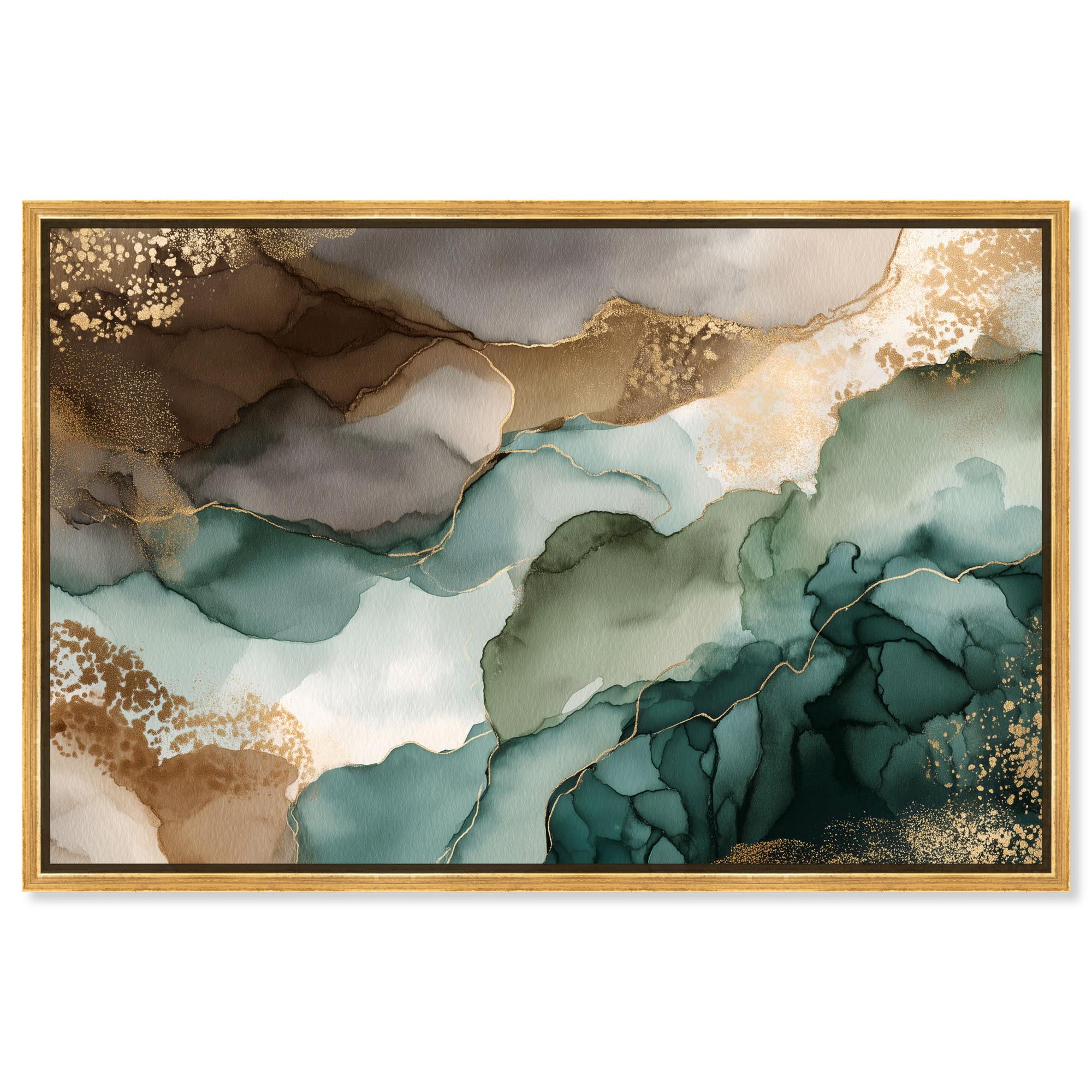 Golden Estuary I Canvas Abstract Wall Art by Art Remedy, Gold Frame, 24 ...