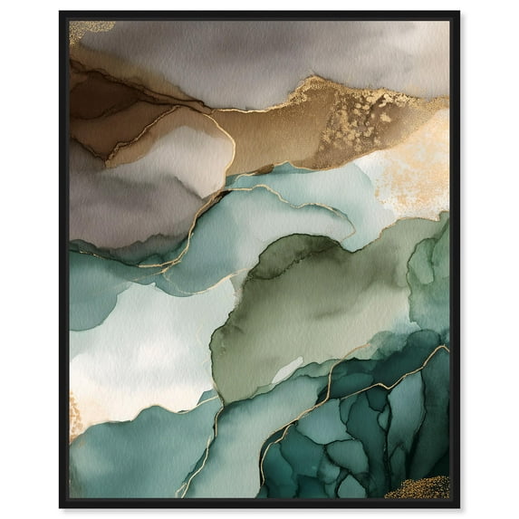 Golden Estuary III Canvas Print Nature Decor by Art Remedy, Black Frame, 16 x 20