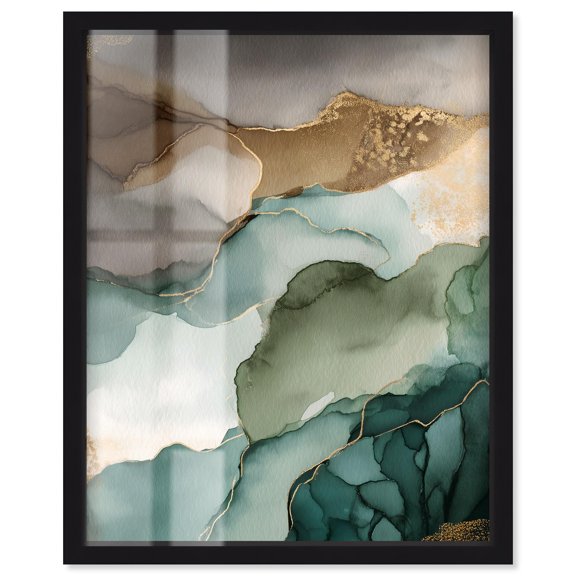 Golden Estuary III Shadowbox Print Nature Decor by Art Remedy, Black Frame, 36 x 45