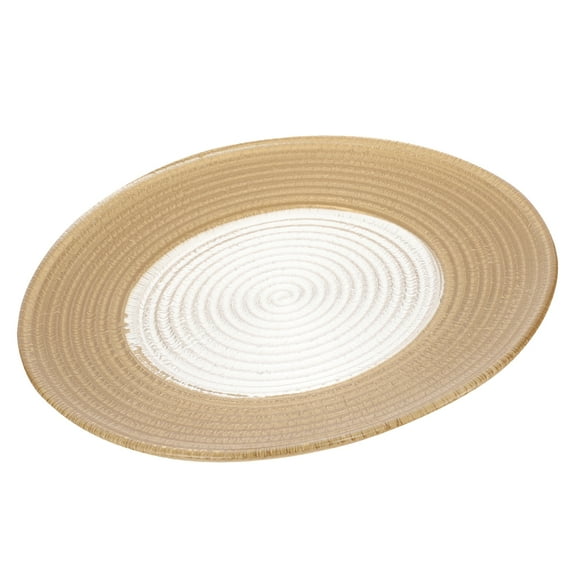 Golden European Plate Glass Dish Serving Tray Food Vintage