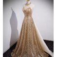 thumbnail image 1 of Golden Evening Dress Women Senior Sense Host High-end Atmosphere, 1 of 6