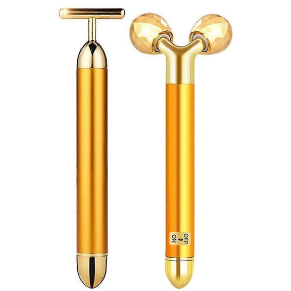 Golden Face Massager, 3d Roller Electric Sonic Energy Beauty Bar