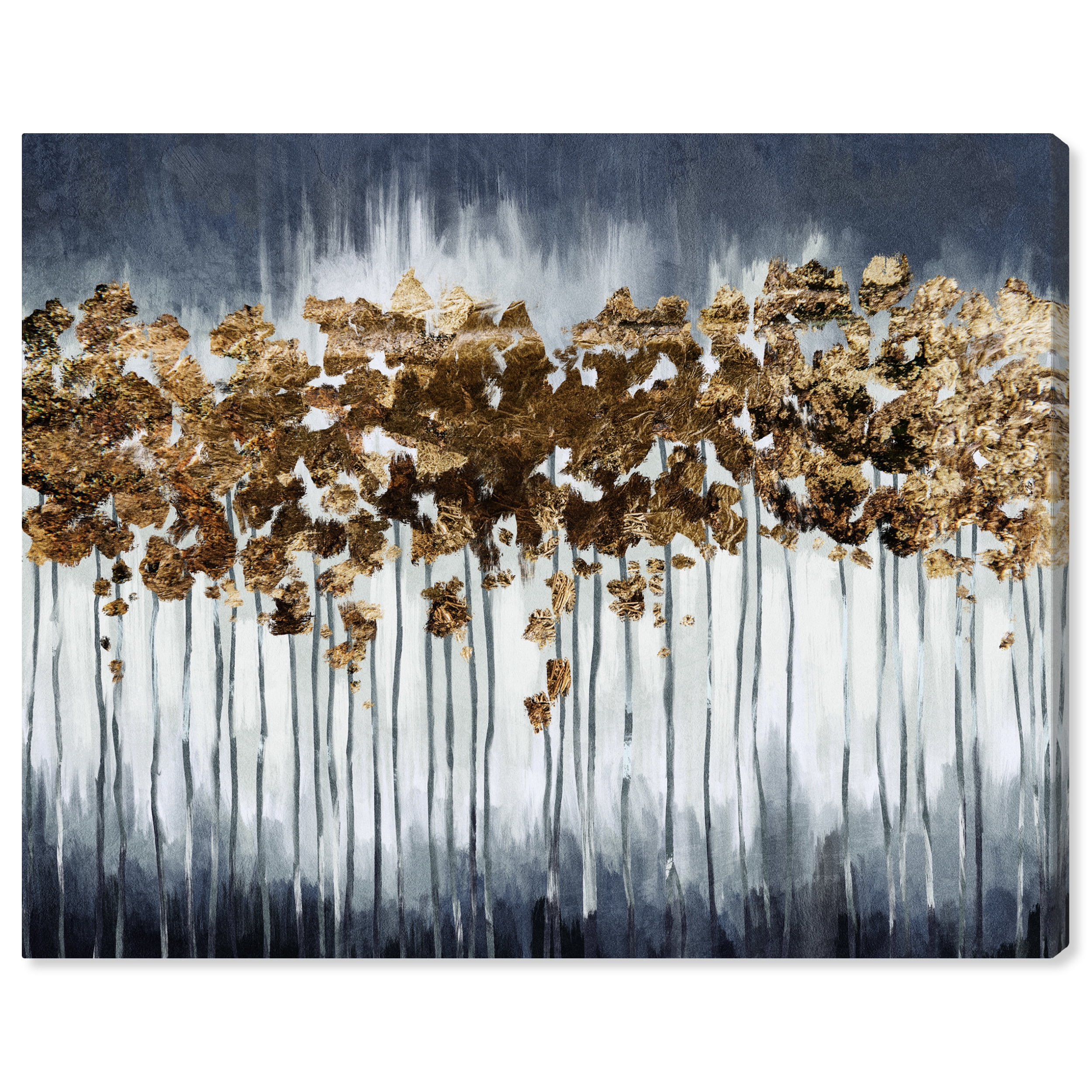 Golden Falls Abstract Wall Art Print Blue 36x30