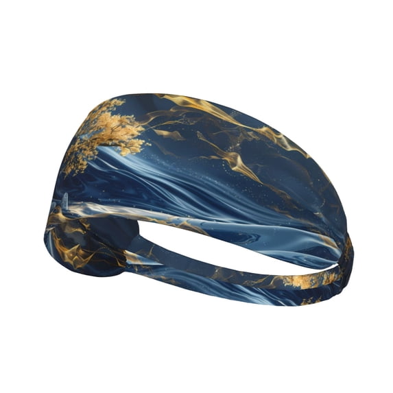 Golden Fantasy Landscape Headbands for Women Men, Workout Elastic Sweat Band for Yoga Running Cycling Gym Exercise Non Slip Head Bands for Women's Hair