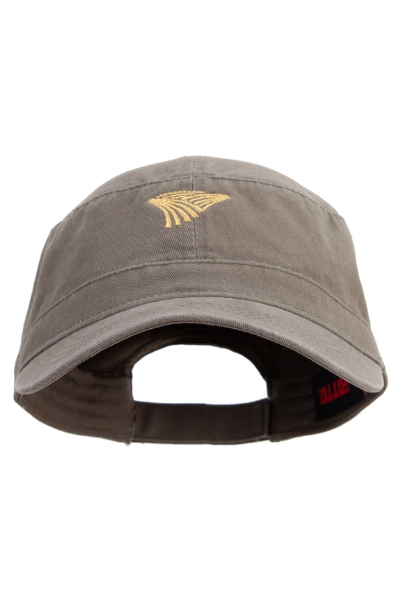 Golden Farm Field Icon Embroidered Garment Washed Adjustable Army Cap - Olive Green OSFM