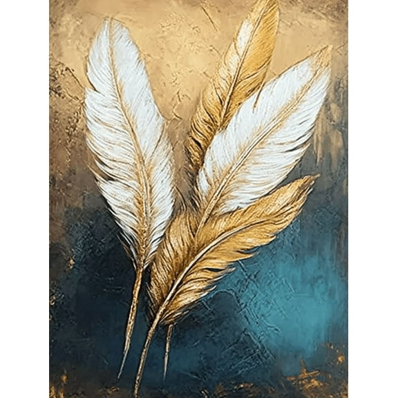 Golden Feather Decorative Painting/Canvas Art Suitable for Living Room Bedroom Office Dining Room Study Hallway HotelStudio Waiting Room Coffee Shop Decoration.