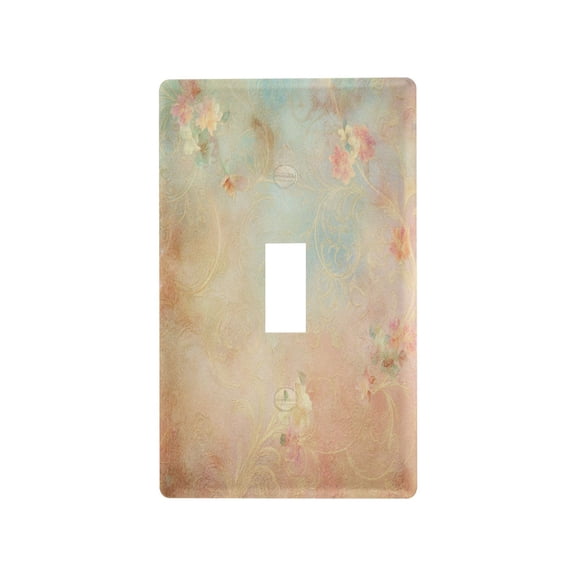 Golden Filigree Blooms Decorative Wall Plate, Flame Retardant PC Plastic Light Switch & Outlet Cover with Mounting Screws Fits Toggle Switch
