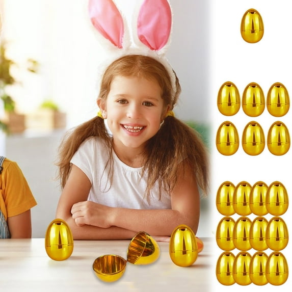 Golden Fillable Plastic Easter Eggs - 3.1inch Empty Surprise Eggs for Easter Egg Hunts,Basket Stuffers & Toddler Toy Treat Fillers DIY Crafts Party Favor