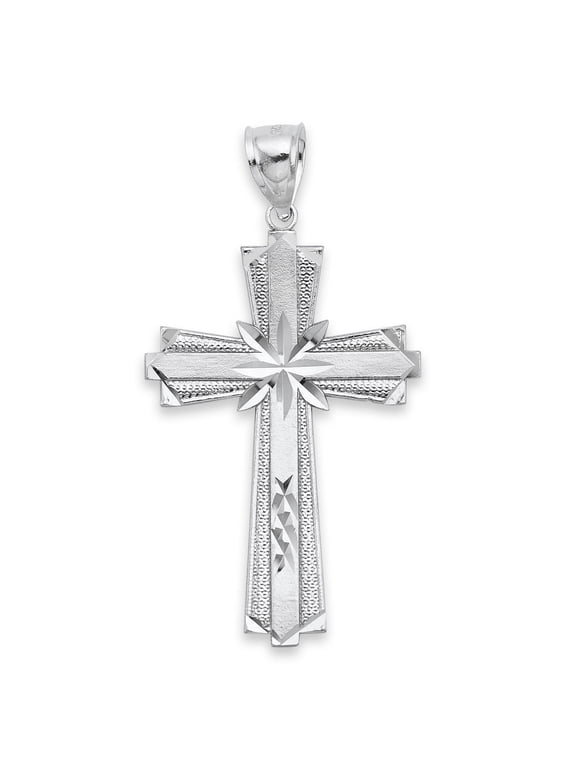 925 Sterling Silver Cross Pendant Necklace - Golden Fire Religious Jewelry Gifts for Men