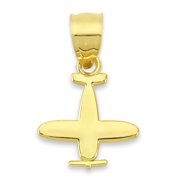 Golden Fire Solid 10k Gold Airplane Pendant for Pilots - Gifts for Women
