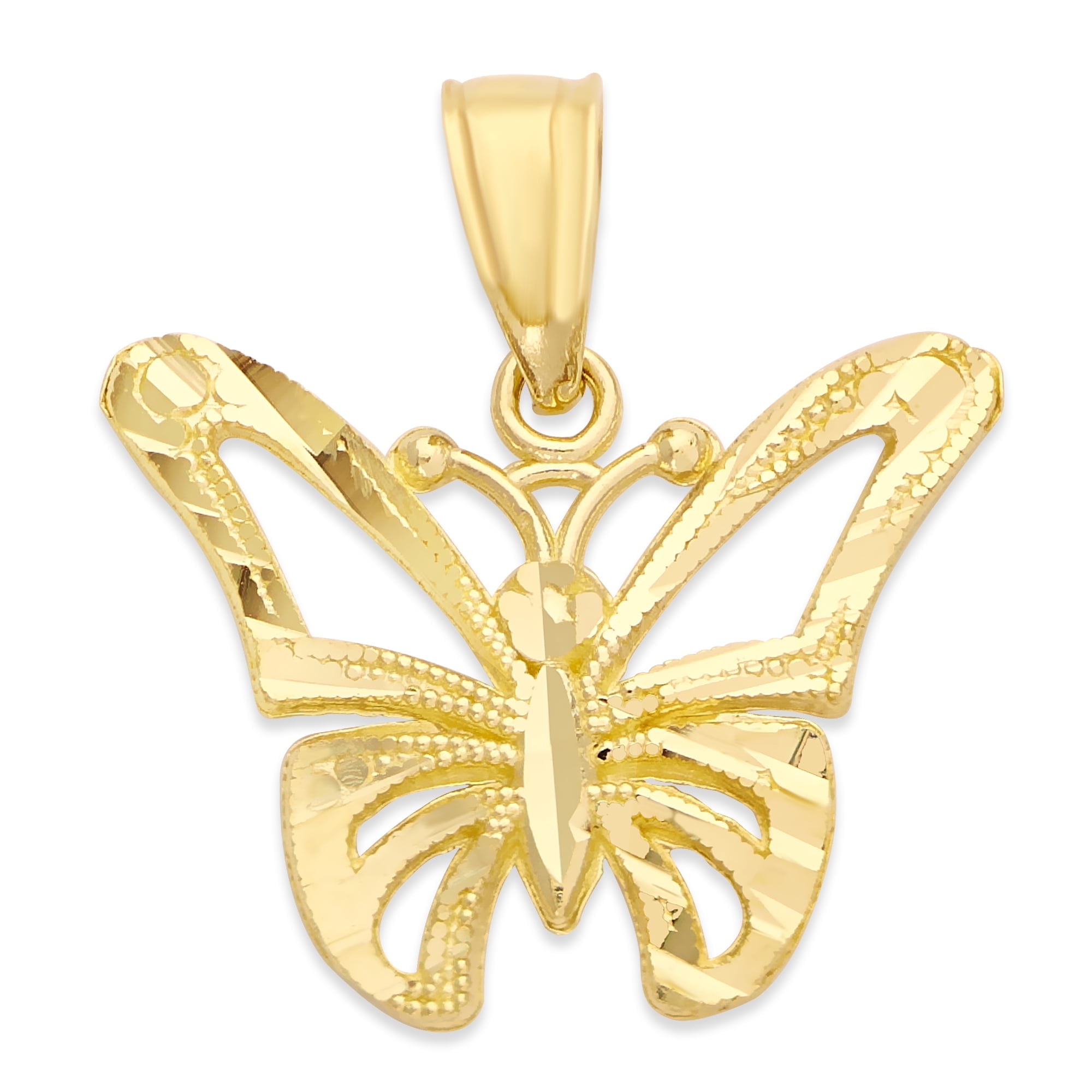 GOLDEN FIRE JEWELRY Golden Fire Solid 10k Gold Butterfly Pendant - Spirit Animal Gifts for Women