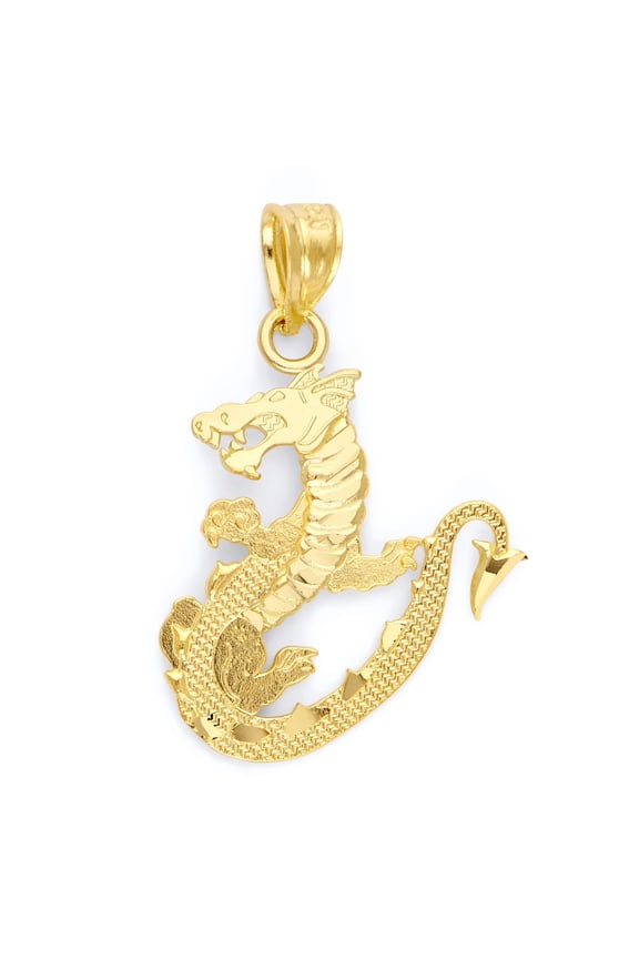 Solid 10k Gold Chinese Dragon Pendant - Chinese Zodiac Gift Jewelry for Women