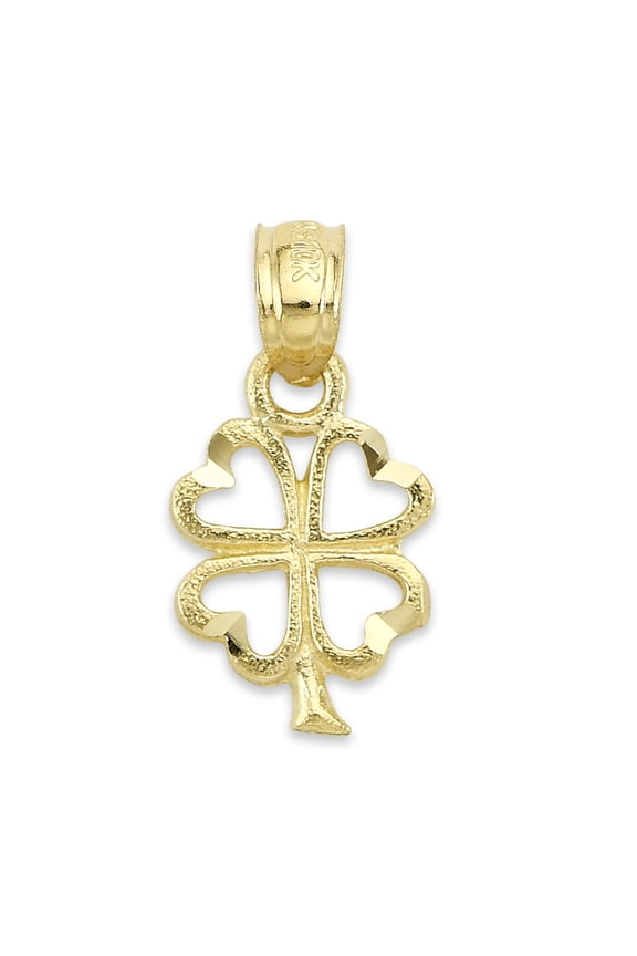 Solid 10k Gold Clover Pendant - Good Luck Charm Jewelry for Women