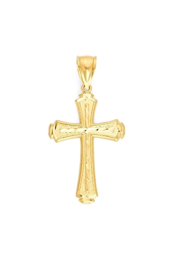10k Cross Pendant Necklace, Solid Gold Jewelry for Men