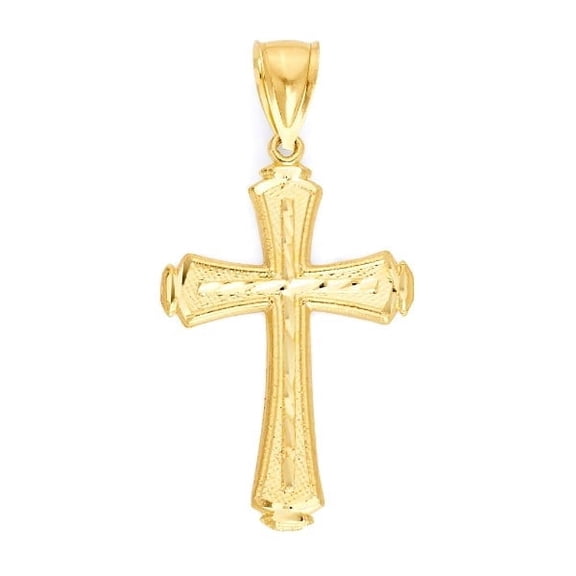 Golden Fire 10k Cross Pendant Necklace, Solid Gold Jewelry for Men