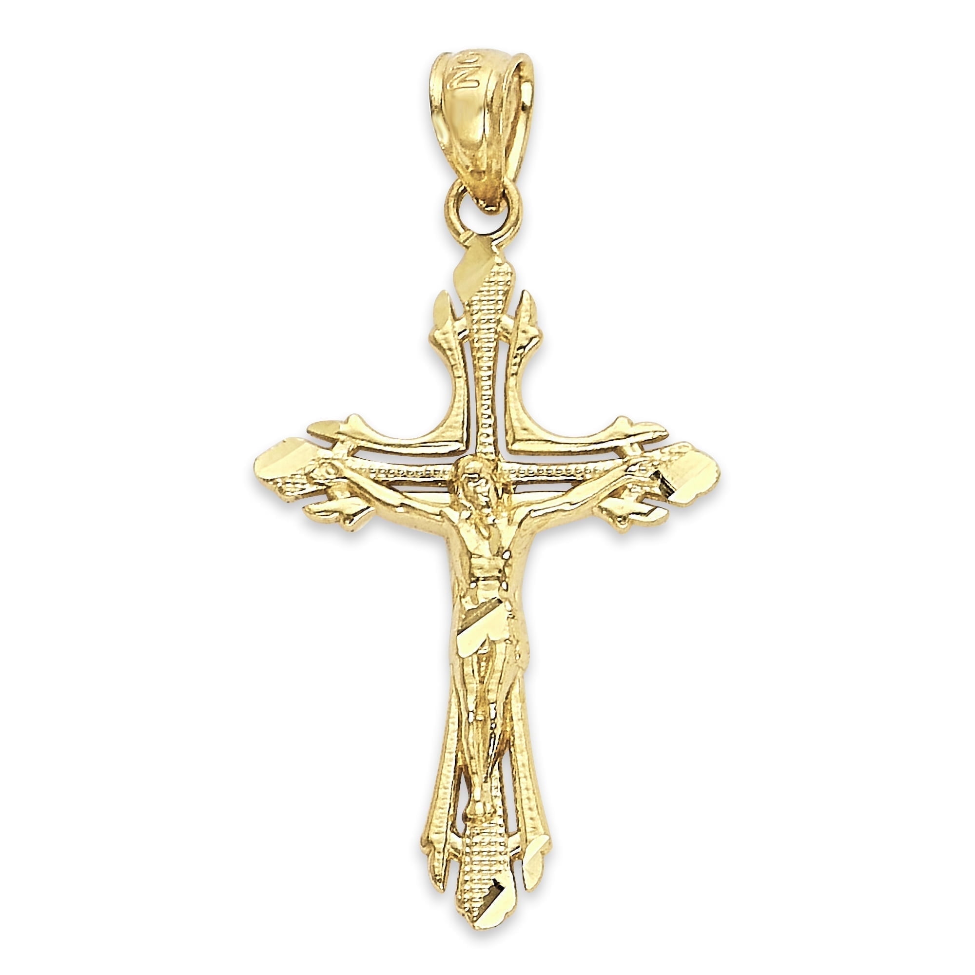 Golden Fire Solid 10k Gold Crucifix Pendant - Jewelry for Men and Women