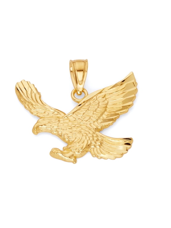 Solid 10k Gold Flying Bald Eagle Pendant - USA Symbolic Jewelry