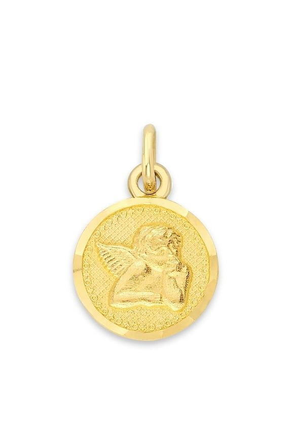 Solid 10k Gold Guardian Angel Charm - Religious Jewelry for Women