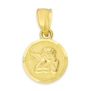 ICE ON FIRE JEWELRY Golden Fire Solid 10k Gold Guardian Angel Pendant - Religious Jewelry for Women