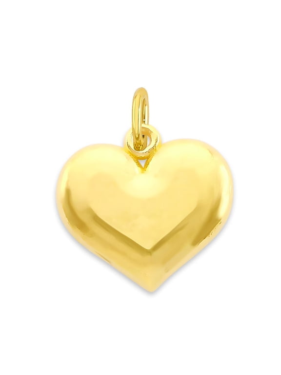 Solid 10k Gold Heart Charm - Valentines Day Jewelry for Women