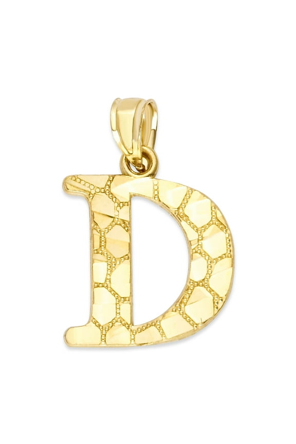 Golden Fire Solid 10k Gold Initial Pendant, Personalized Jewelry Gifts for Women