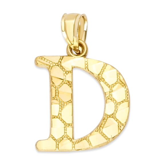 Golden Fire Solid 10k Gold Initial Pendant, Personalized Jewelry Gifts for Women