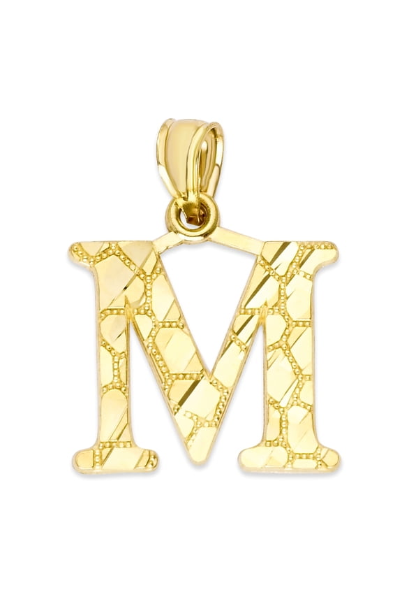 Golden Fire Solid 10k Gold Initial Pendant - Personalized Jewelry Gifts for Women