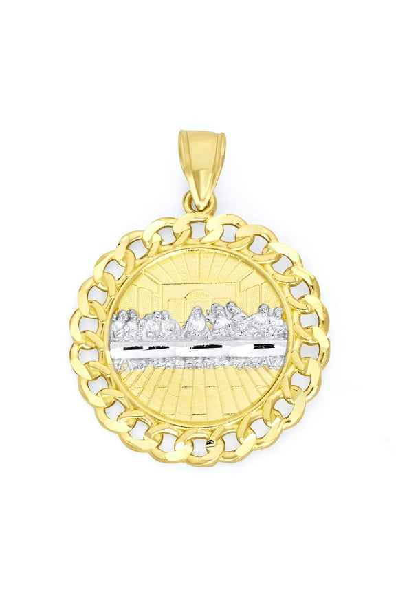 Golden Fire Solid 10k Gold Last Supper Pendant - Catholic Gifts for Men