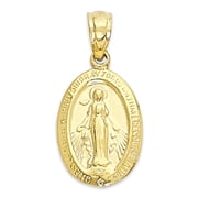 Golden Fire Solid 10k Gold Miraculous Medal, Our Lady of Guadalupe Pendant