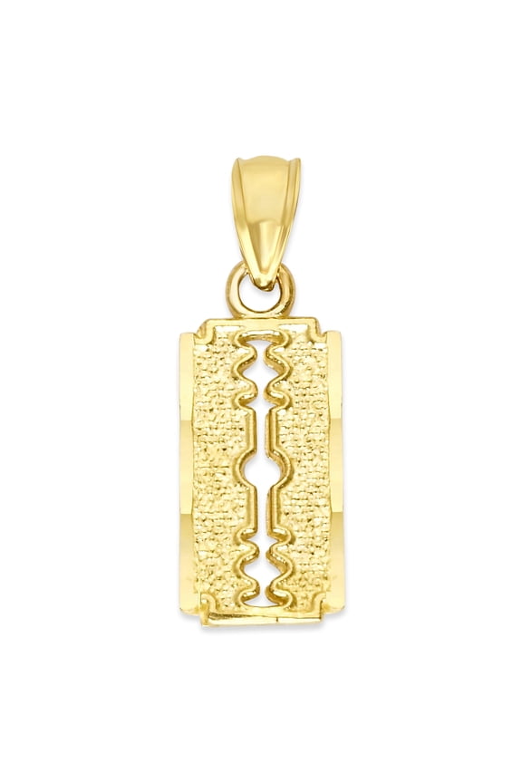 Solid 10k Gold Razor Blade Pendant - Barber Jewelry Gifts for Men and Women