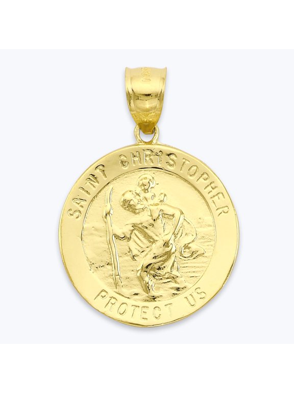 Solid 10k Gold Saint Christopher Pendant,