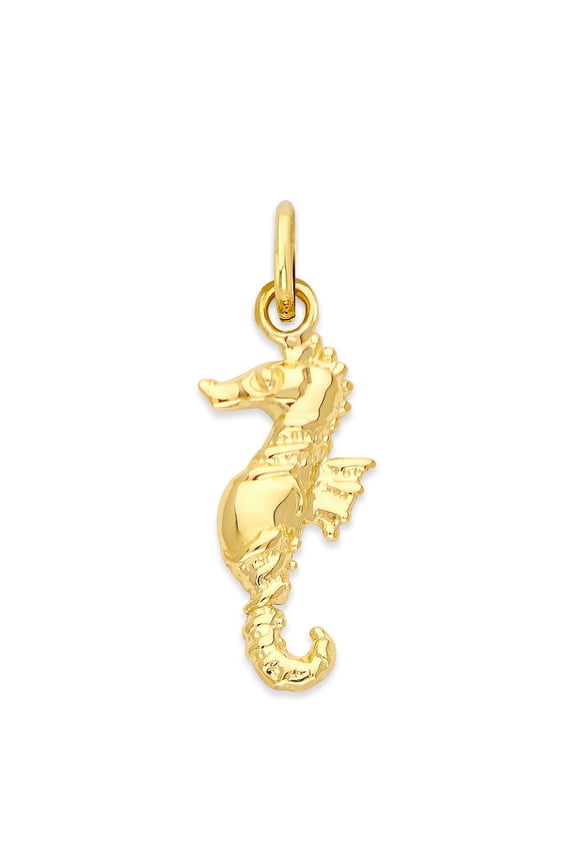 Solid 10k Gold Seahorse Charm - Gift for Women Seahorse Jewelry Ocean Lover Gift Seahorse Pendant, Nautical Summer Gifts