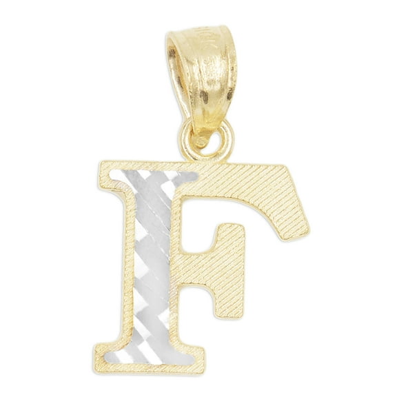 Golden Fire Solid 10k Gold Two Tone Initial Pendant - Personalized Jewelry for Women