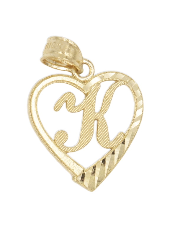 Golden Fire Solid 10k Initial Heart Pendant - Personalized Gifts for Women