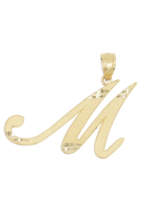 Solid 14K Gold Cursive M Initial Pendant - Personalized Jewelry Gifts for Women