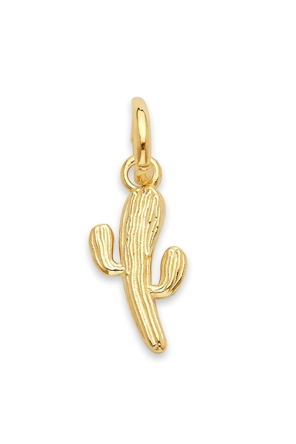 Solid 14k Gold Cactus Charm - Symbolic Jewelry for Women