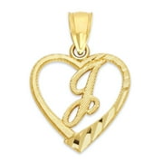 Golden Fire Solid 14k Gold Initial Heart Pendant - Personalized Jewelry Gifts for Women