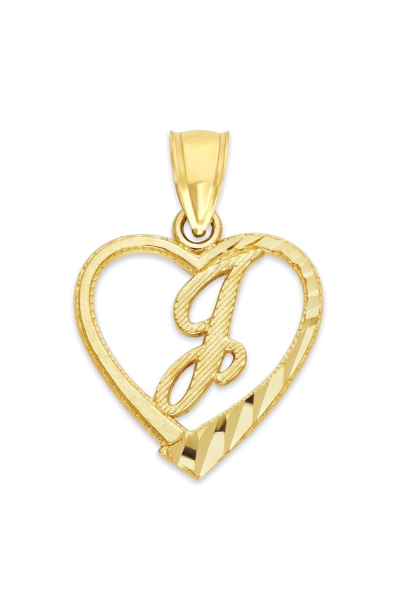 Golden Fire Solid 14k Gold Initial Heart Pendant - Personalized Jewelry Gifts for Women