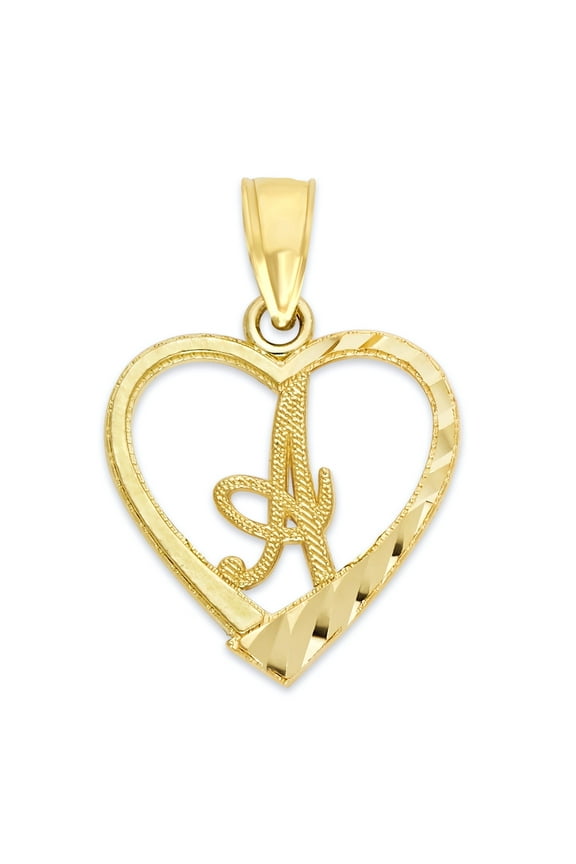 Golden Fire Solid 14k Gold Initial Heart Pendant - Personalized Jewelry Gifts for Women