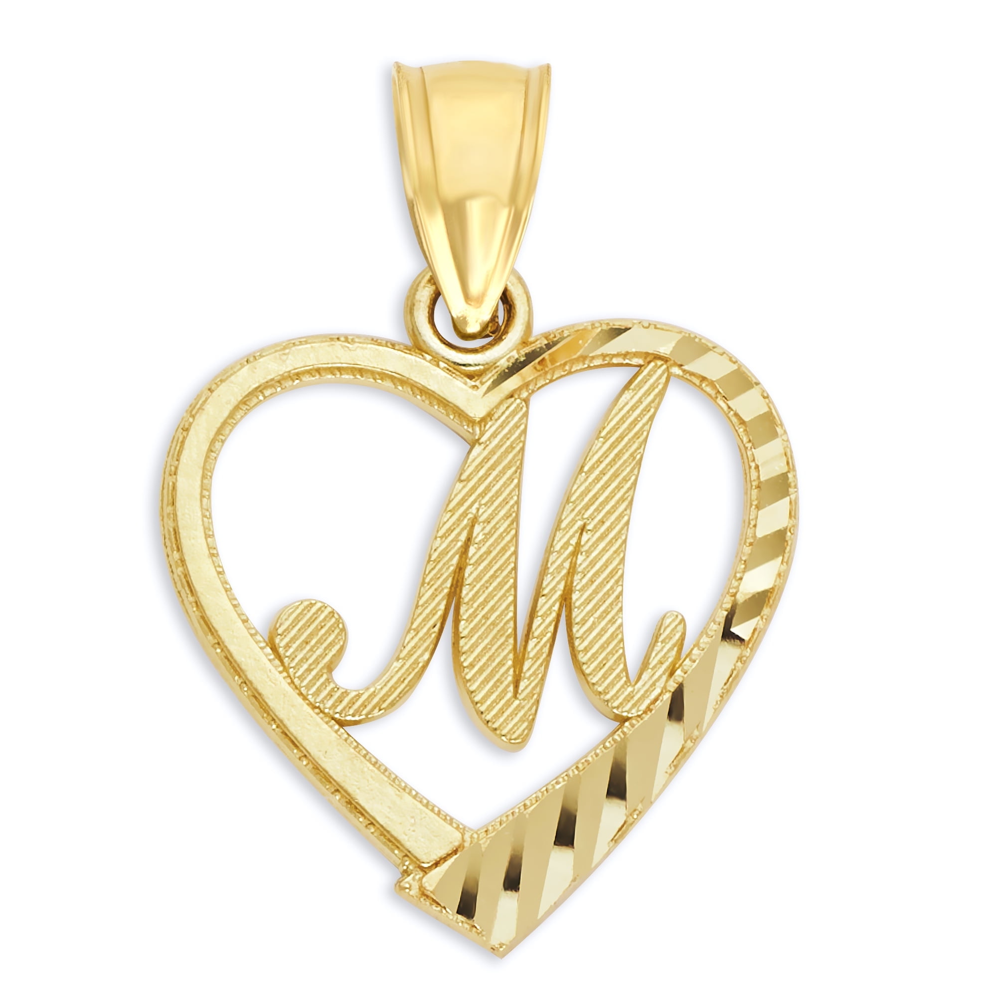 Golden Fire Solid 14k Gold Initial Heart Pendant - Personalized Jewelry Gifts for Women