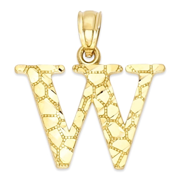 Golden Fire Solid 14k Gold Nugget Initial Pendant - Personalized Letter Jewelry Gifts for Women