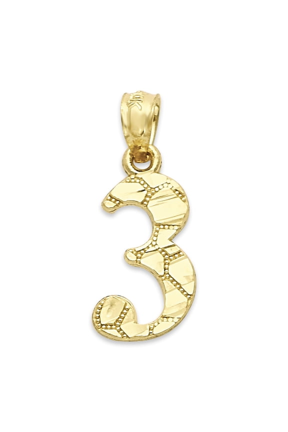 Golden Fire Solid 14k Gold Nugget Number Pendant - Sports Gifts for Men and Women