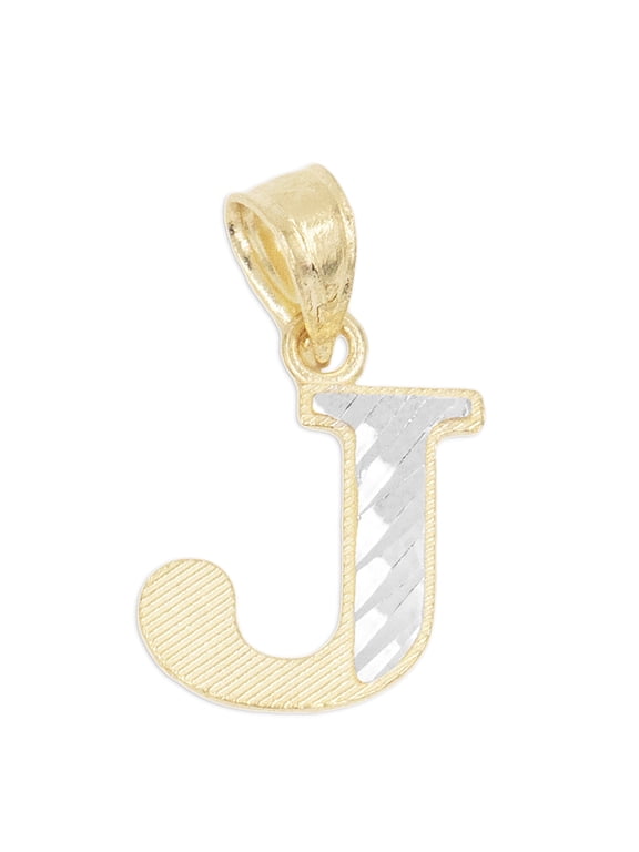 Solid 14k Gold Two Tone J Initial Pendant - Jewelry Gifts for Her