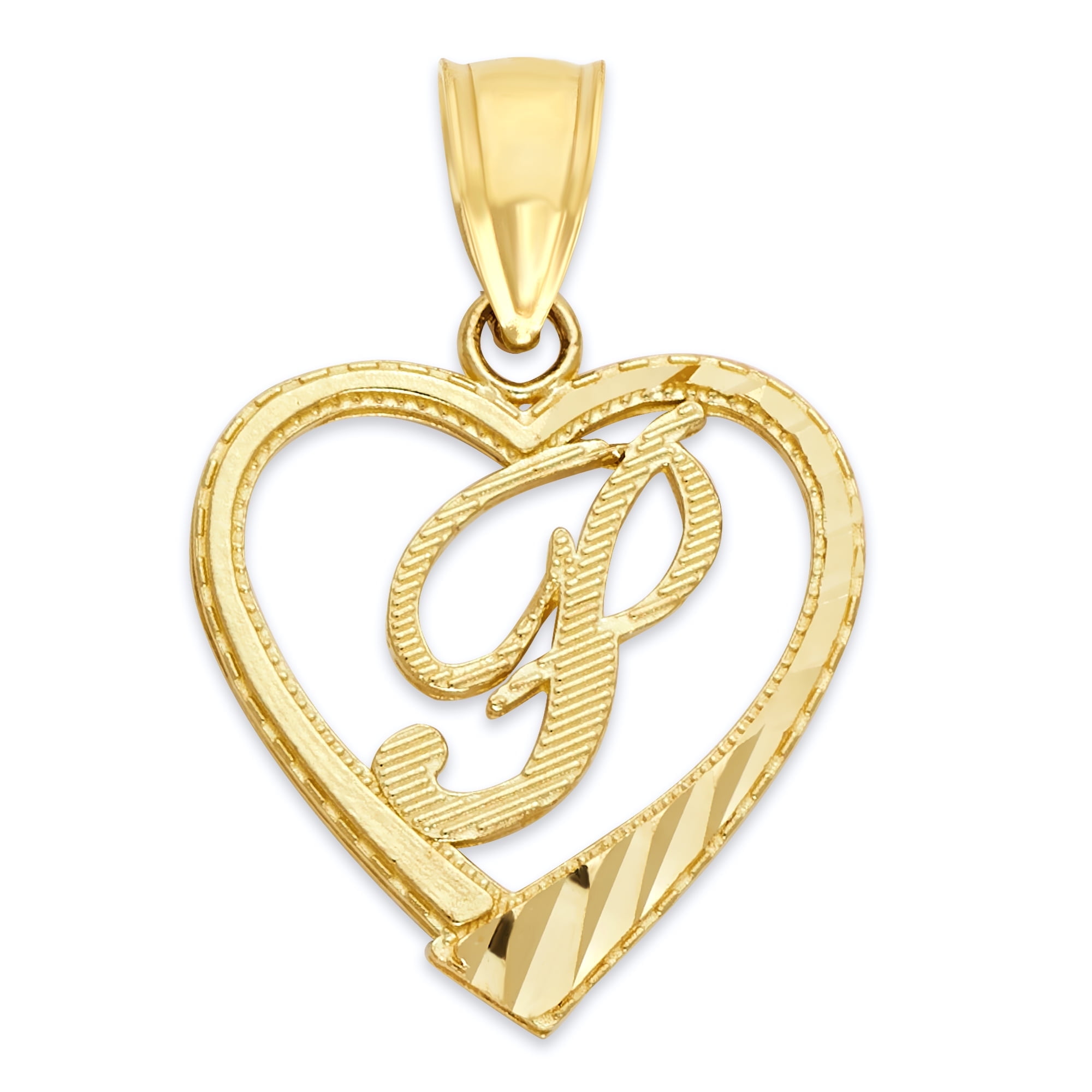 Golden Fire Solid 14k Initial Heart Pendant - Personalized Jewelry Gifts for Women